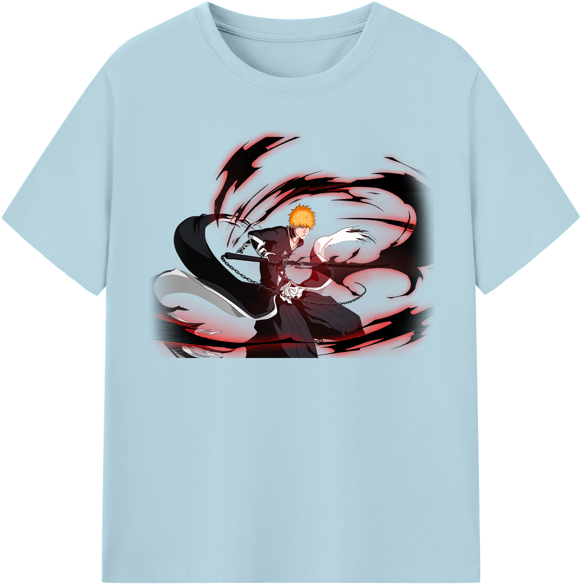 （画像用） ブリーチ 黒崎一護（くろさき いちご）BLEACH Kurosaki Ichigo 綿100％半袖Tシャツ（フロントプリント）